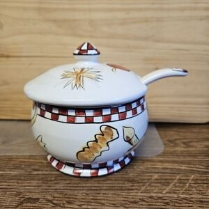 Tabletops Gallery Pasta 101 Ceramic Handcrafted Grated Cheese Bowl Server